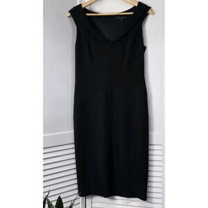 David Meister Womens Back Zip Short Sleeve V Neck Sheath Dress Black Size 4